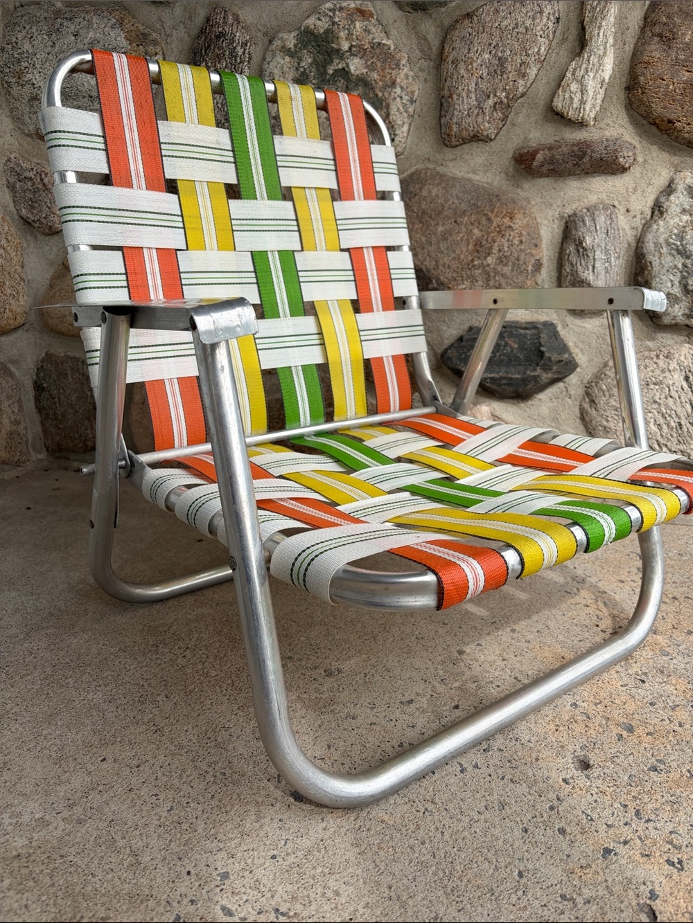 Classic Woven Lawn Chair — Orange, Yellow, Green & White